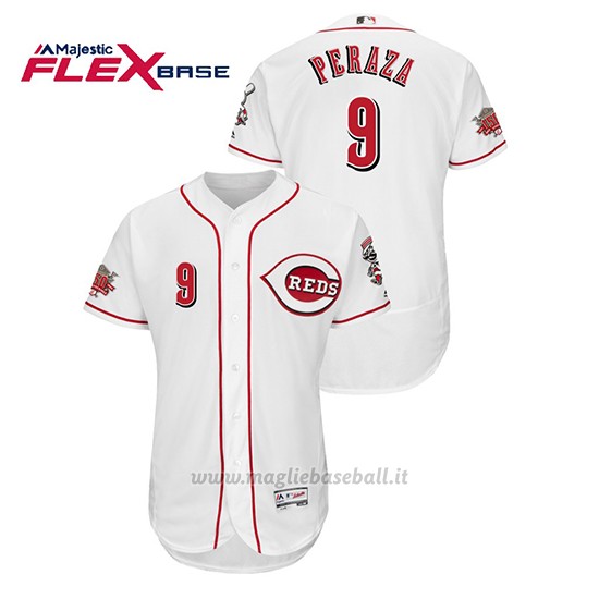 Maglia Baseball Uomo Cincinnati Reds Jose Peraza 150th Aniversario Patch Flex Base Bianco